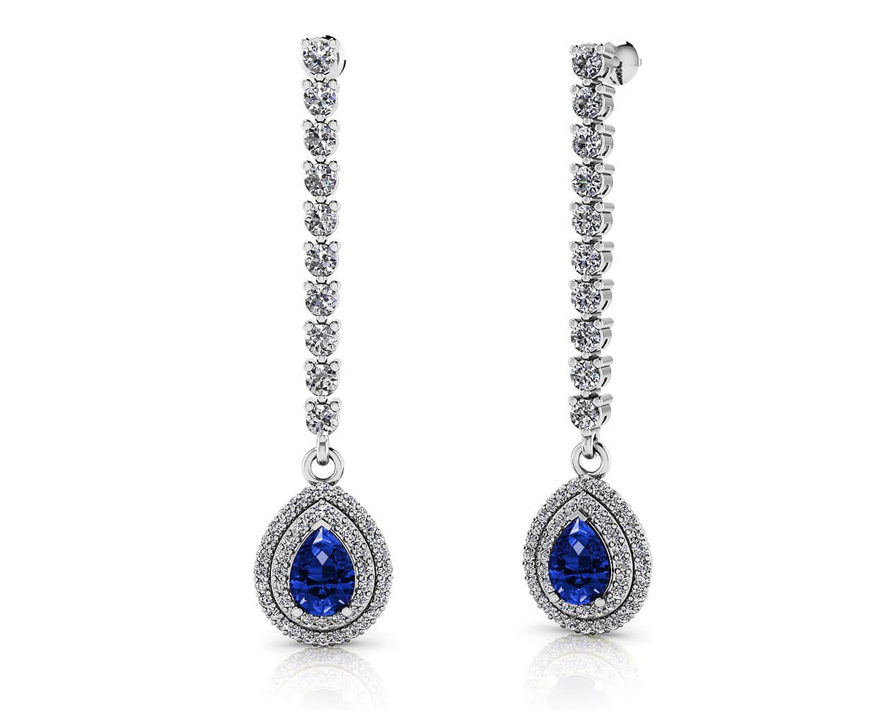 Radiant Beauty Diamond And Gem Pear Drop Earrings Diamond with 3.08 ct.(finished) 7x5mm, 1mm, 2.3mm